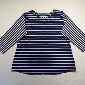 IBKUL XXL Navy White Stripe UPF Cooling Top 3/4 Sleeve Golf Athletic